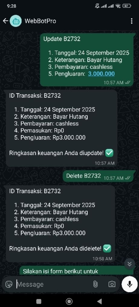 WhatsApp Bot Cashflow Automation